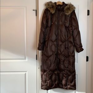BERNARDO Long Down Puffer Coat Detachable Hoodie L